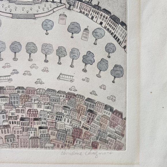 Christine Chagnoux Montmarte 1960s Signed Numbered Muted Water Color Litho Paris - Picture 3 of 16